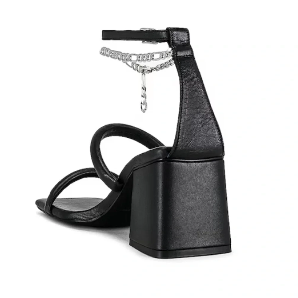 NEW Free People Parker Chain Heels in Black Size 8.5